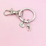 Small Molar Charm Keychain in Silver, N2124