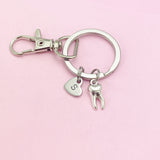 Small Molar Charm Keychain in Silver, N2124