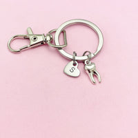 Small Molar Charm Keychain in Silver, N2124