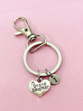 Silver Granddaughter Keychain, Necklace Bracelet in Option, Granddaughter Gifts,