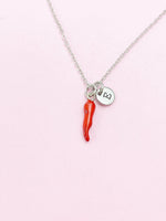 Silver or Gold Red Hot Chili Pepper Charm Necklace, AN1697