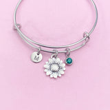 Sunflower Charm Bracelet in Silver, N1867