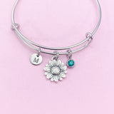 Sunflower Charm Bracelet in Silver, N1867