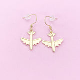 Gold Airplane Charm Earrings, Pilot Cabin Crew Air Crew Gift, Travel Jewelry, N2742