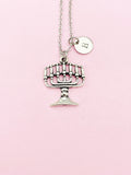 Silver Menorah Charm Necklace, N158