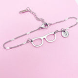 Silver Eyeglasses Charm Bracelet, AN1413