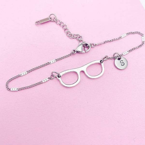 Silver Eyeglasses Charm Bracelet, AN1413