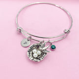 Bird Nest Charm Bracelet, Bird Nest Eggs Charm, AN159