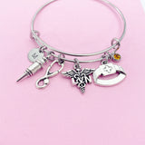 LVN Charm Bangle Bracelet, Stethoscope, Syringe, Nurse Gift, N3243