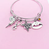 LVN Charm Bangle Bracelet, Stethoscope, Syringe, Nurse Gift, N3243
