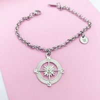 Silver Compass Bracelet, N1123D