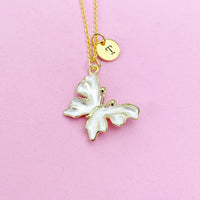 Butterfly Necklace, Gold Beautiful White Butterfly Necklace, Mom Gift, Birthday Gift, N5174A