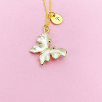 Butterfly Necklace, Gold Beautiful White Butterfly Necklace, Mom Gift, Birthday Gift, N5174A