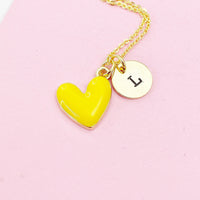 Yellow Heart Necklace, Personalized Birthday Gift, N4316