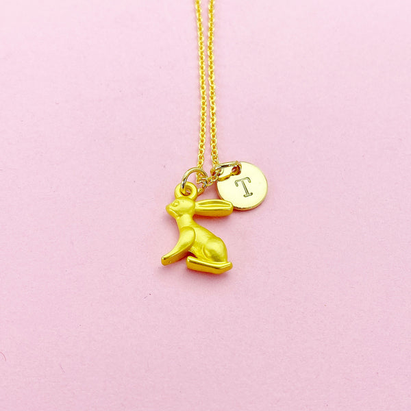 Gold Cute Rabbit Charm Necklace, N5489