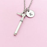 Silver Otoscope Charm Necklace, Initial Personalized Doctor Gift