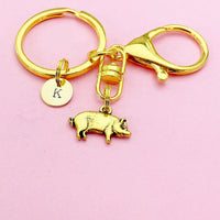 Gold or Silver Pig Charm Keychain, AN1121