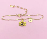 Gold Camera Charm Bracelet, Photography Student Gift, AN3948