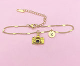Gold Camera Charm Bracelet, Photography Student Gift, B46G
