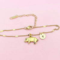 Gold or Silver Pig Charm Bracelet, BN1504