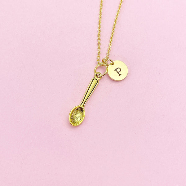 Gold Spoon Charm Necklace, CN1564