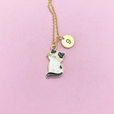 Gold Cute Bicolor Cat Charm Necklace Animal Shelters Workers Gifts Ideas Personalized Customized Made to Order, N5504