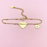 Gold Stepmom Bracelet, Stainless Steel Heart Bracelet, Stepmom Jewelry, Mother's Day Gift, Stepmother Gift, GD261