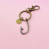 Bronze Fishhook Charm Keyring, N5582