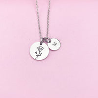 Silver Morning Glory Necklace, September Birthday Gift, Flower Jewelry Gift, AN3833