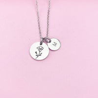 Silver Morning Glory Necklace, September Birthday Gift, Flower Jewelry Gift, AN3833