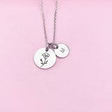 Silver Morning Glory Necklace, September Birthday Gift, Flower Jewelry Gift, AN3833