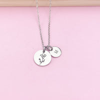 Silver Morning Glory Necklace, September Birthday Gift, Flower Jewelry Gift, AN3833