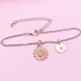 Rose Gold Sunflower Bracelet Flower Jewelry, DN1573