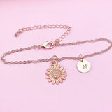 Rose Gold Sunflower Bracelet Flower Jewelry, DN1573
