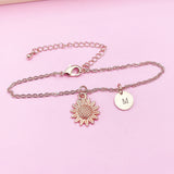 Rose Gold Sunflower Bracelet Flower Jewelry, DN1573