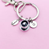 Coffee Bean Keychain, Initial Charm, Personalized Coffee Lover Gift