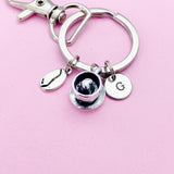 Coffee Bean Keychain, Initial Charm, Personalized Coffee Lover Gift