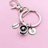 Coffee Bean Keychain, Initial Charm, Personalized Coffee Lover Gift