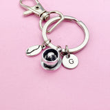 Coffee Bean Keychain, Initial Charm, Personalized Coffee Lover Gift