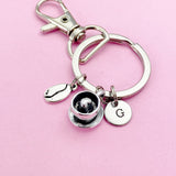 Coffee Bean Keychain, Initial Charm, Personalized Coffee Lover Gift