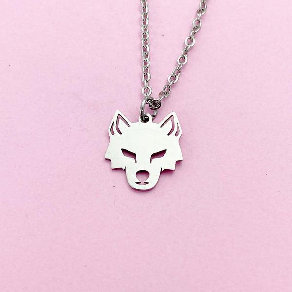 Silver Wolf Charm Necklace, AN4792