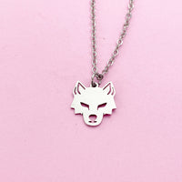 Silver Wolf Charm Necklace, AN4792