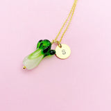 Gold Green Cabbage Vegi Necklace, Handmade Lampwork Cabbage Vegetable, N5312