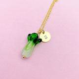 Gold Green Cabbage Vegi Necklace, Handmade Lampwork Cabbage Vegetable, N5312