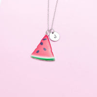 Red Watermelon Necklace in Silver or Gold Option, Foodie Gift, N2099D