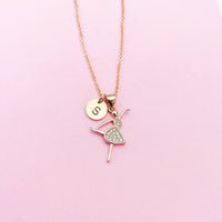 Rose Gold Ballet Dance Girl Charm Necklace, Daughter Necklace, Gift for Daughter Granddaughter Niece Girl Jewelry, Personalized Gift, N1905