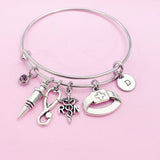 RN Charm Bracelet, Stethoscope, Syringe, Initial Bangle