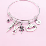RN Charm Bracelet, Stethoscope, Syringe, Initial Bangle