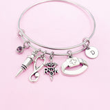 RN Charm Bracelet, Stethoscope, Syringe, Initial Bangle