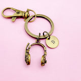 Headphone Charm Keychain Silver or Bronze Option, Headset Charm, DJ Headphone, AN985